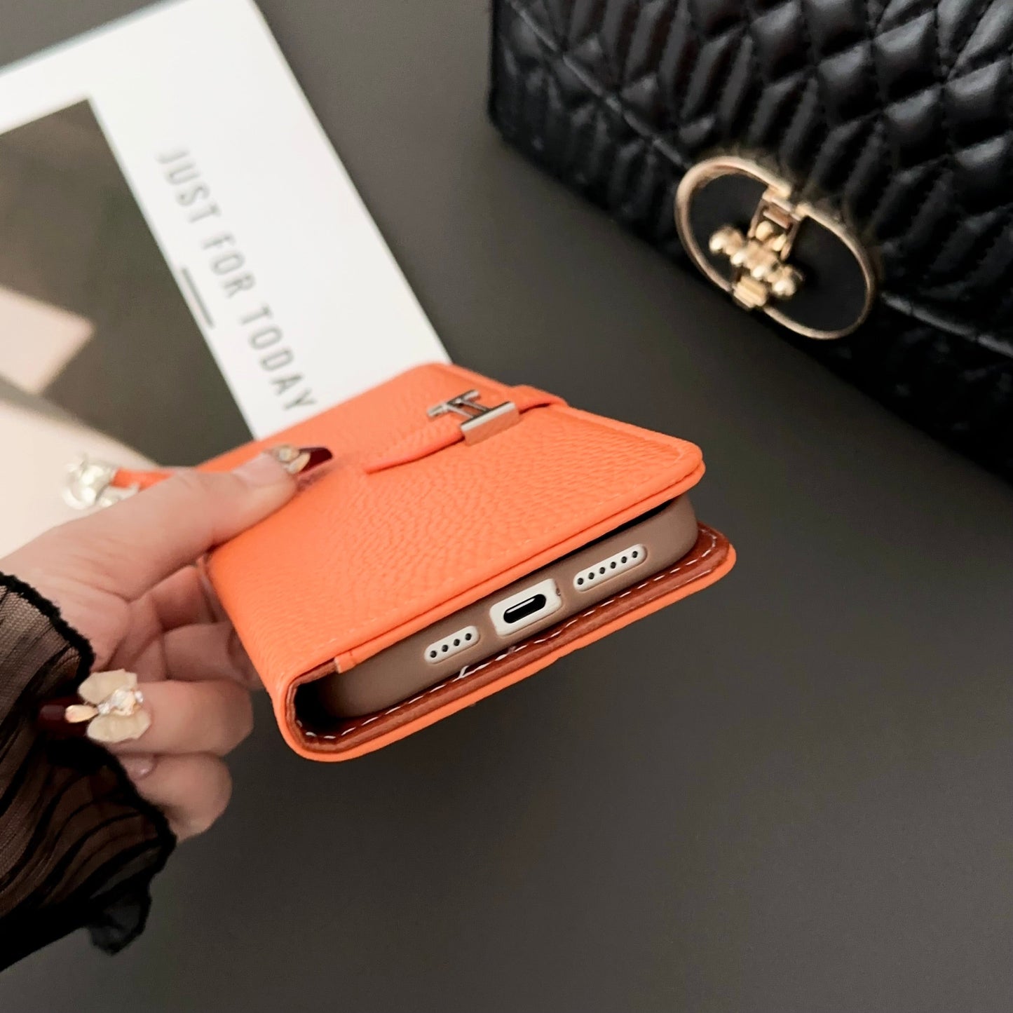 Hermes Holster iPhone Case Orange-PTK240603