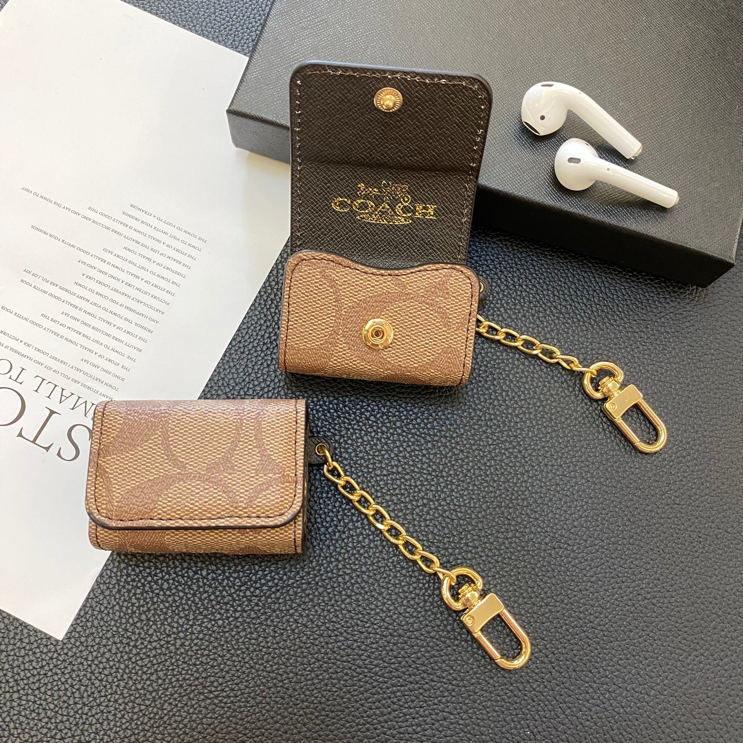 Luxury Coach AirPods Cases Light Brown-YH240425