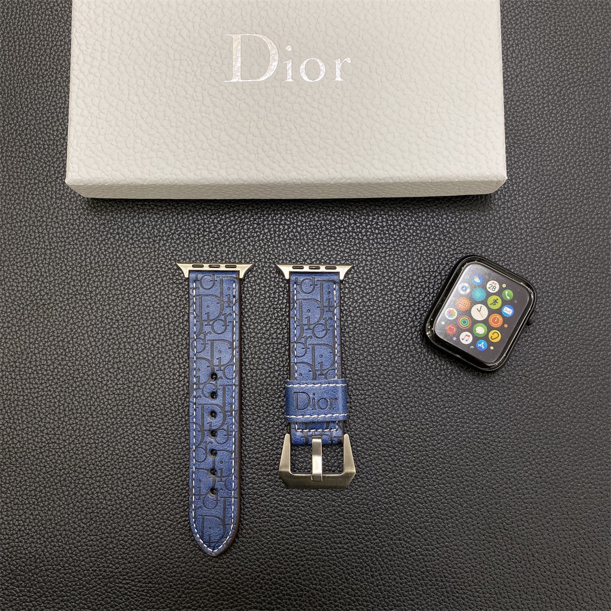 Leather CD Apple Watch Band Blue-YHK240509