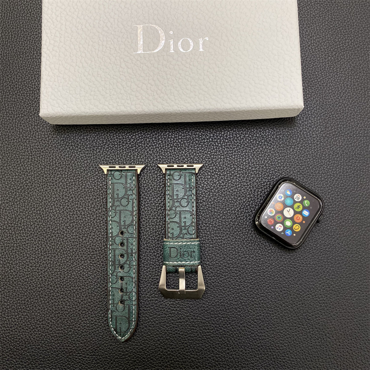 Leather CD Apple Watch Band Green-YHK240509