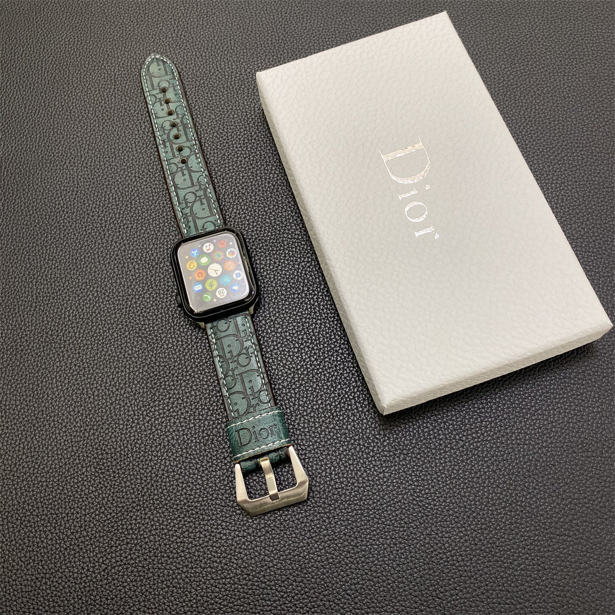 Leather CD Apple Watch Band Green-YHK240509