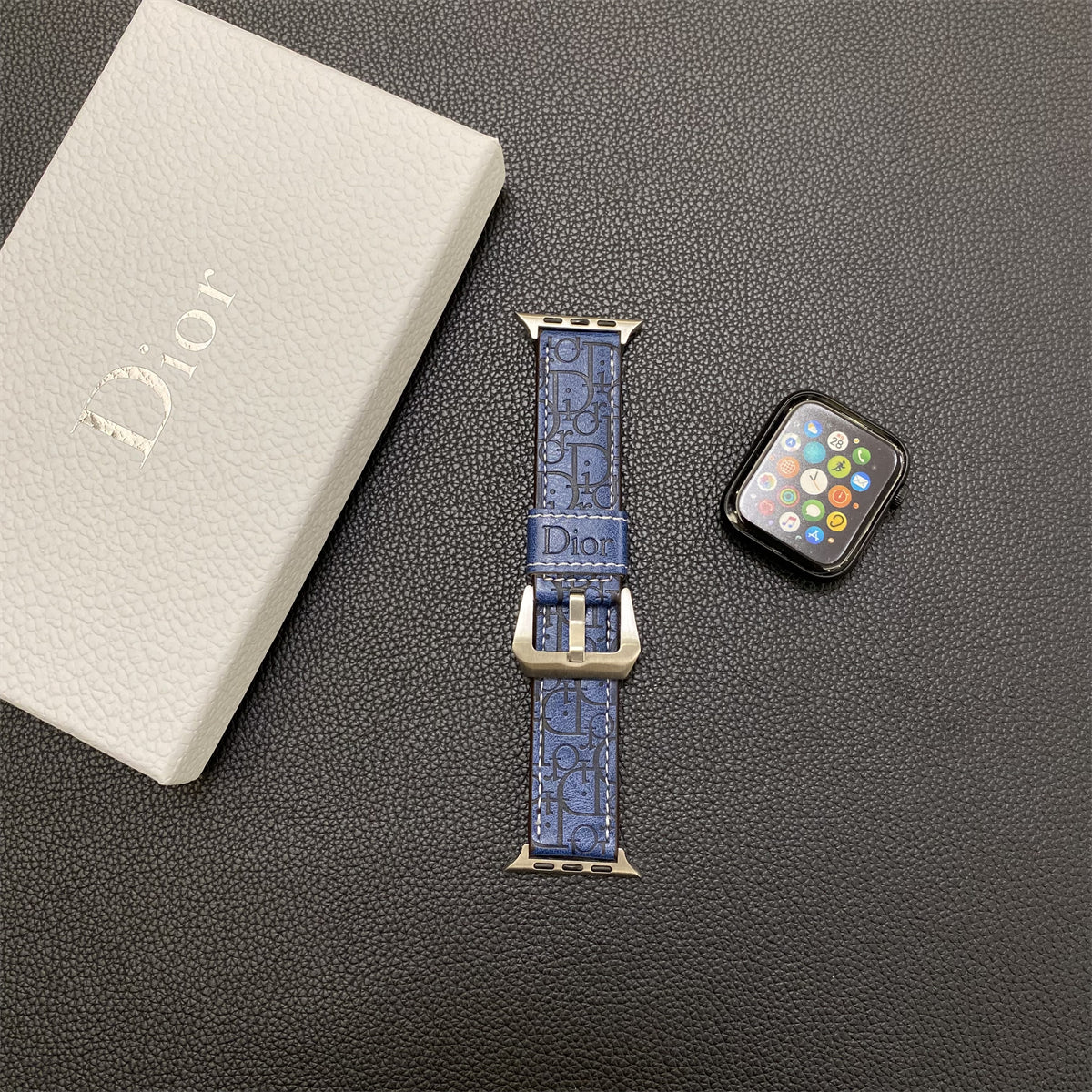 Leather CD Apple Watch Band Blue-YHK240509