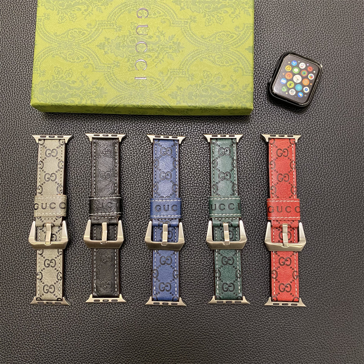 GG Apple Watch Band Leather Blue-SW24422