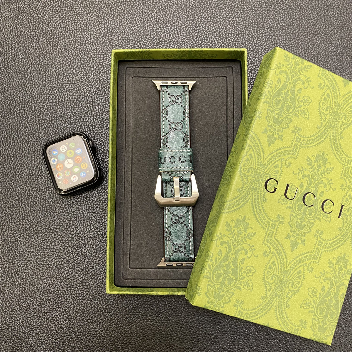 GG Apple Watch Band Leather Green-SW24422