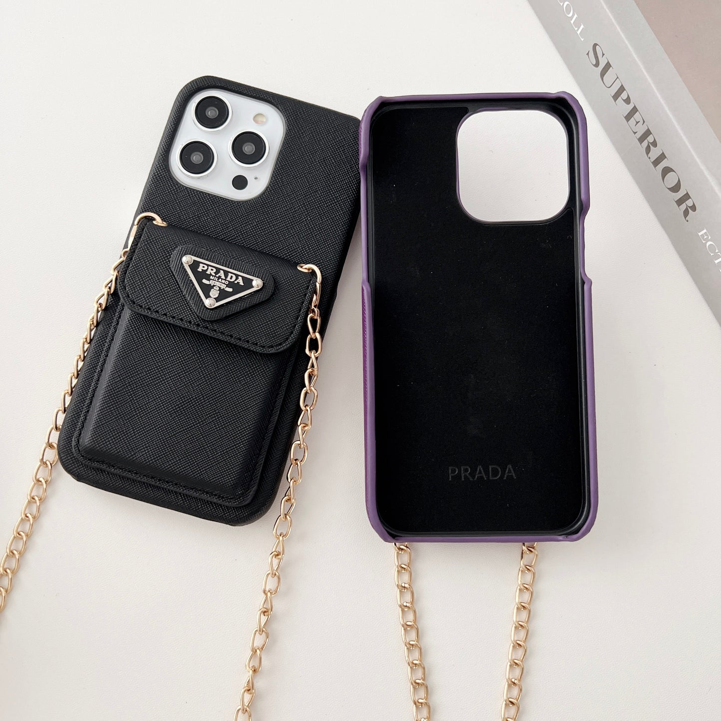 Prada iPhone Case With Wallet And Strap Black -SlK240403