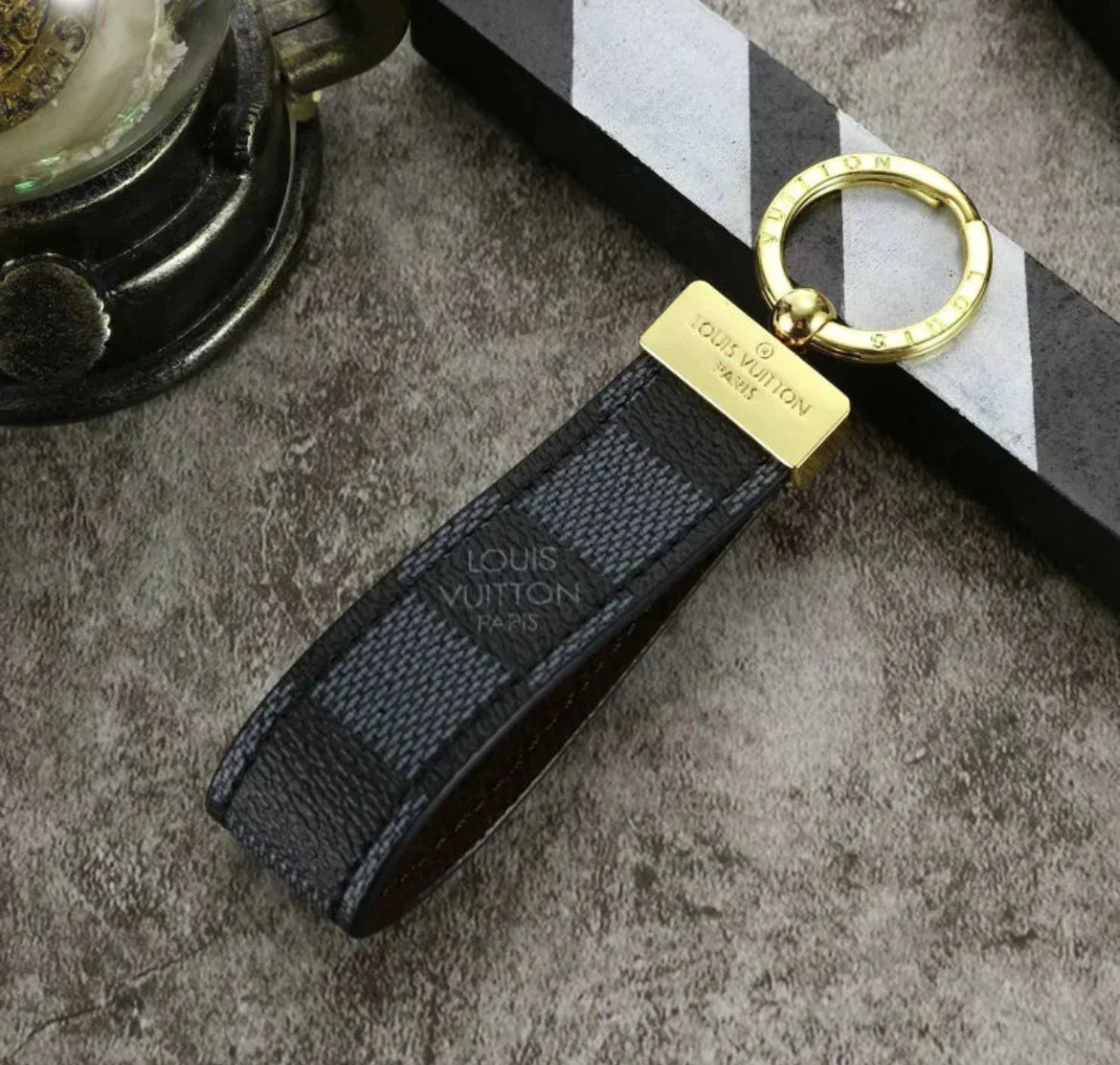 Leather Monogram Keychain