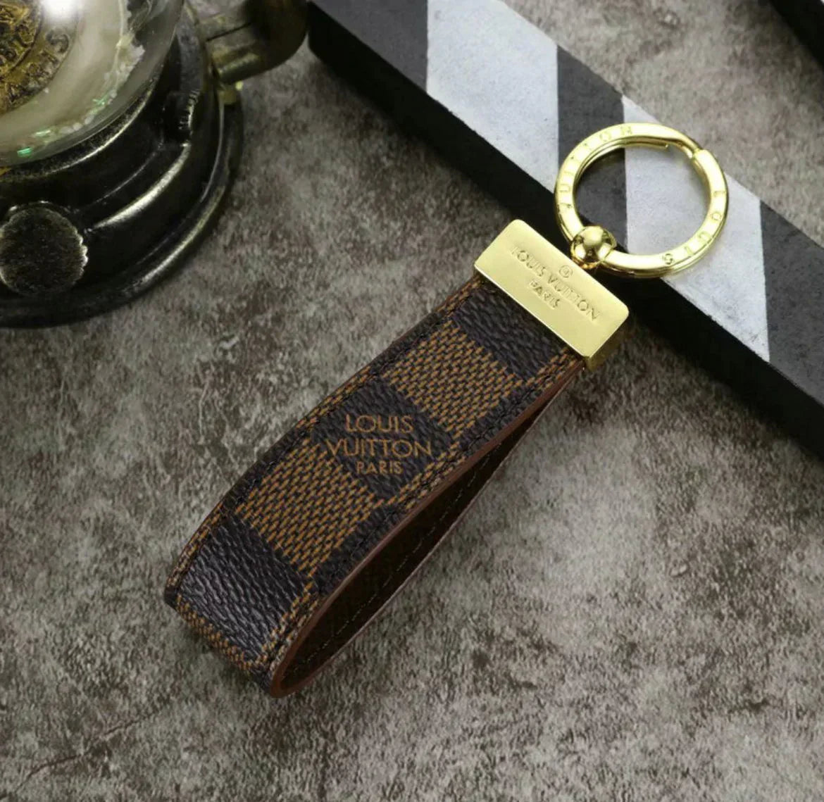 Leather Monogram Keychain