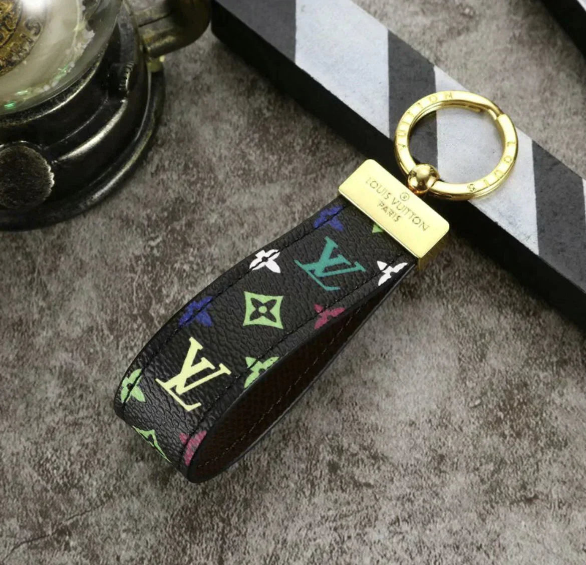 Leather Monogram Keychain