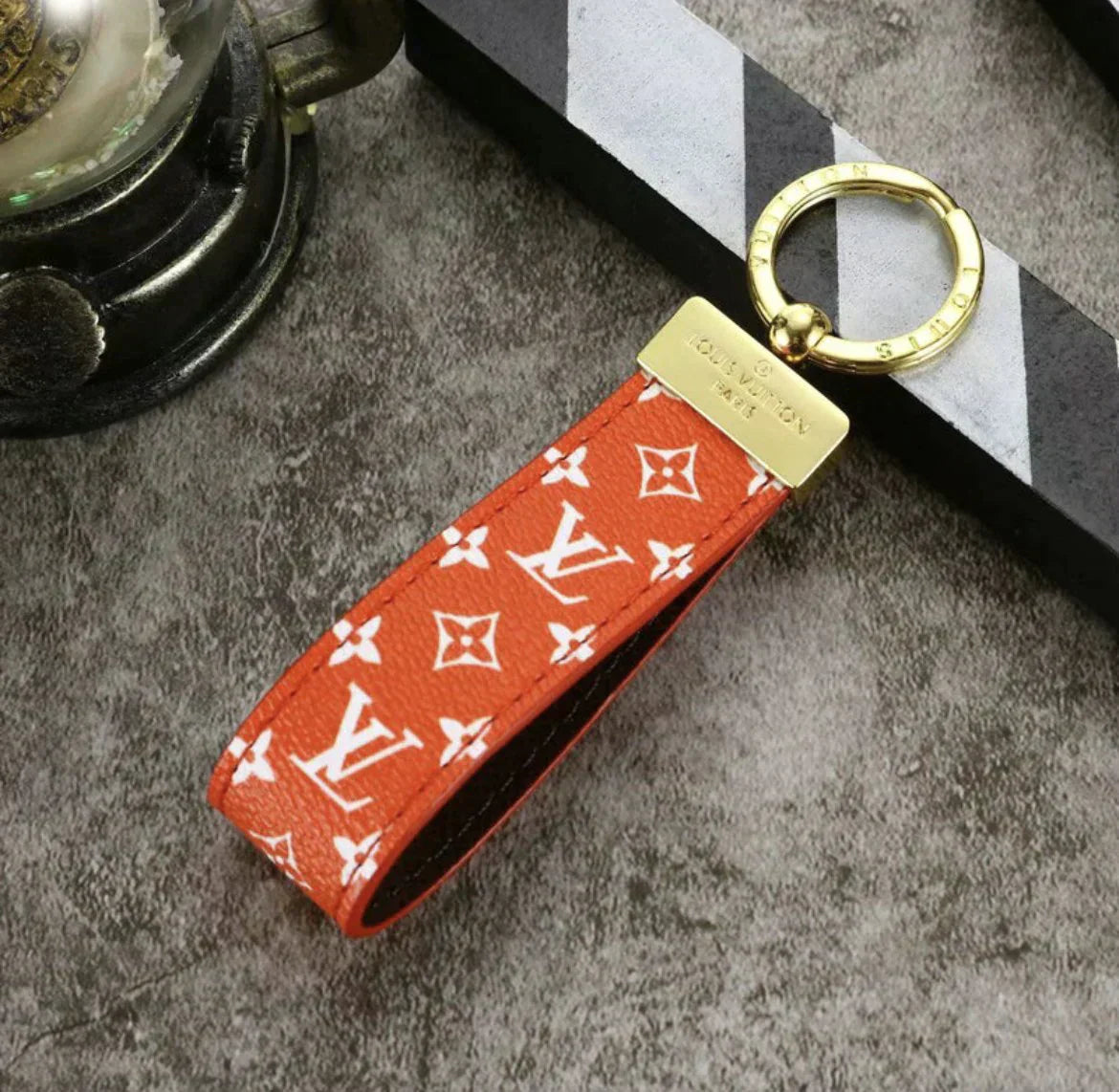 Leather Monogram Keychain