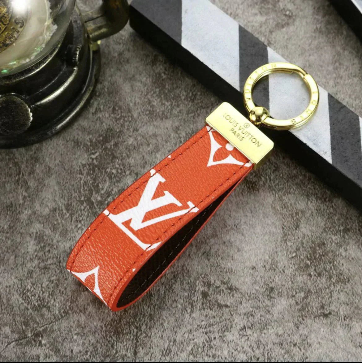 Leather Monogram Keychain