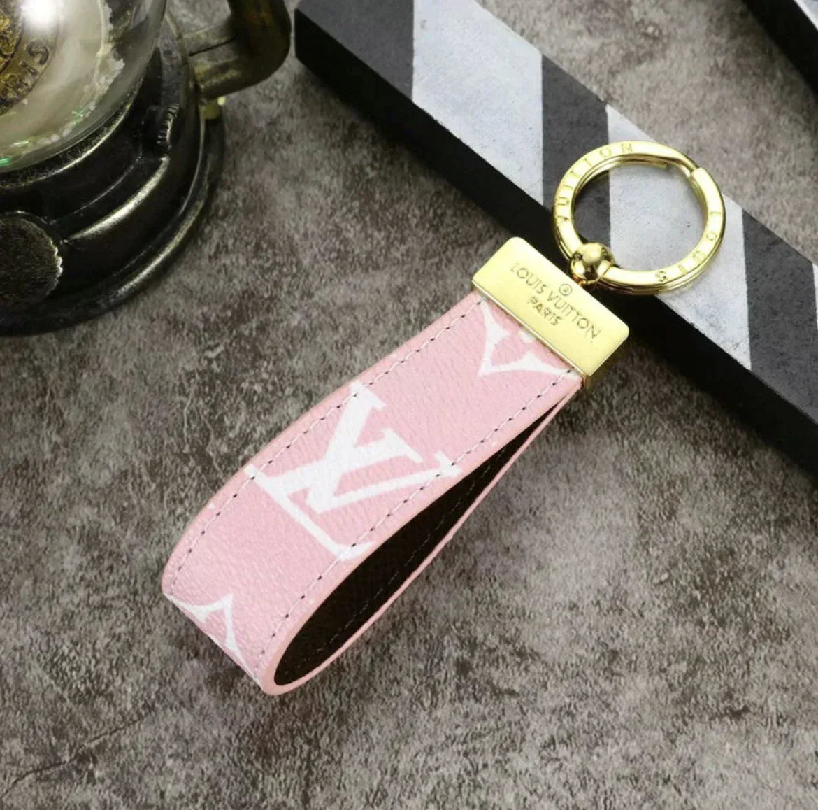 Leather Monogram Keychain