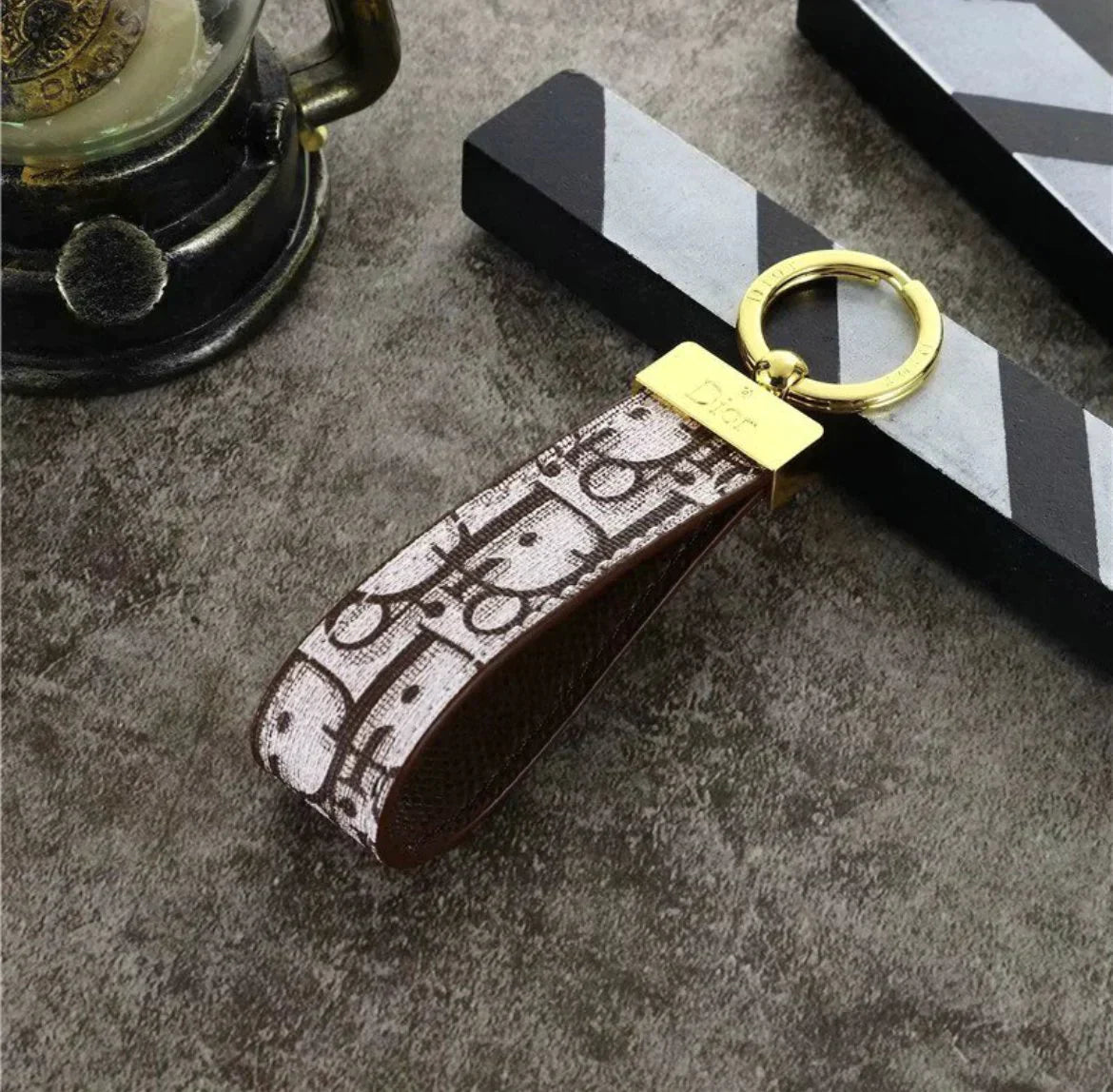 Leather Monogram Keychain