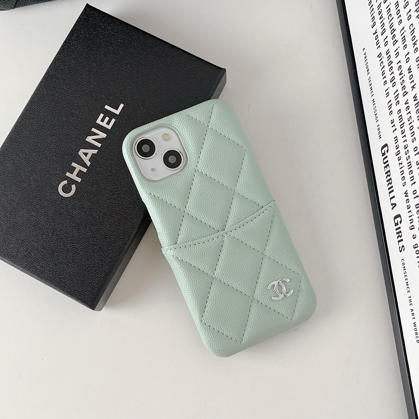 Leather CC iPhone Case With Crad Holder Green -PZB240603