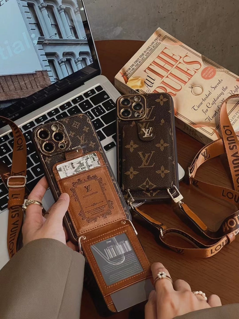 Monogram iPhone Case With Card Wallet And Strap -Big printing-ZQB231228