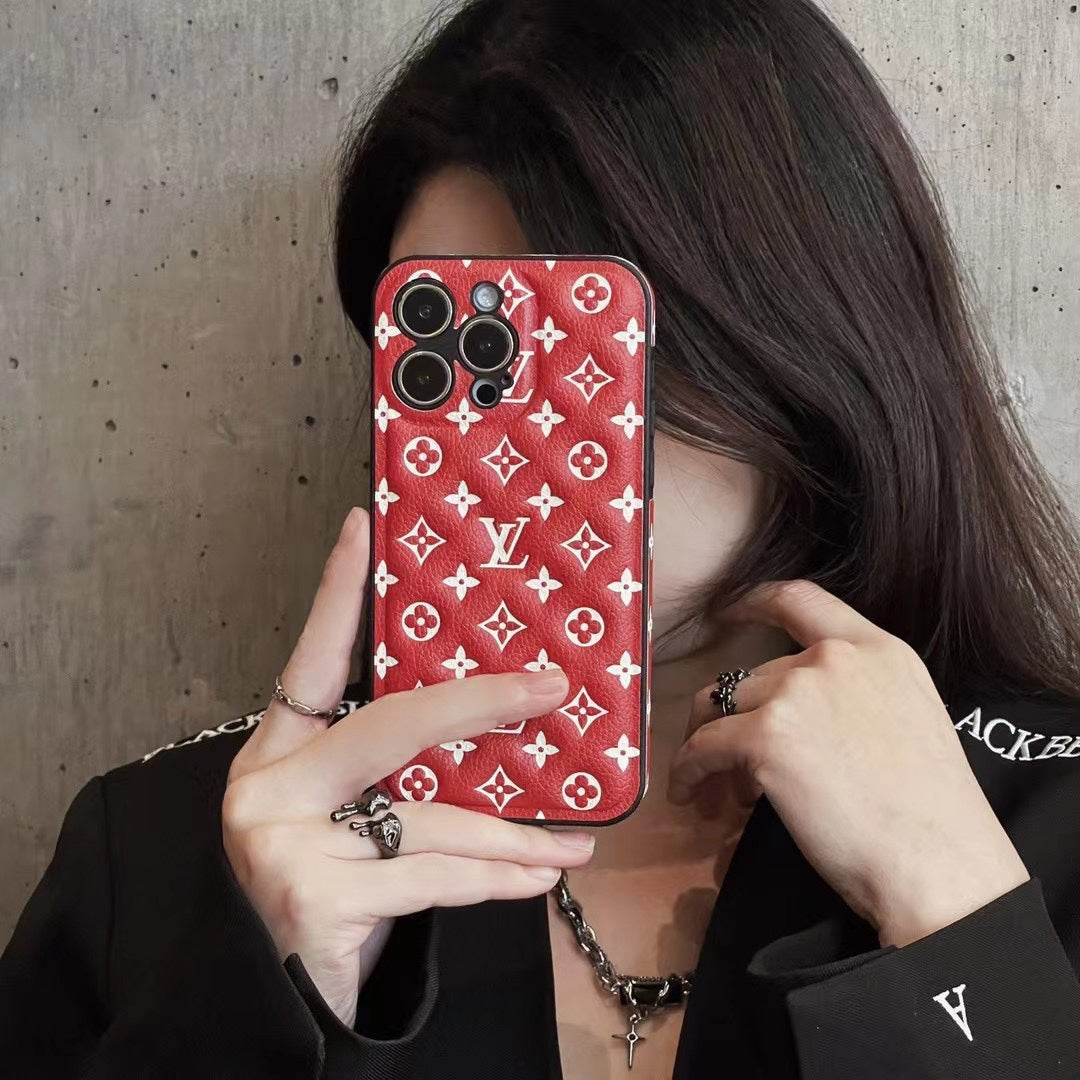 Red Monogram iPhone Case  -QB231115