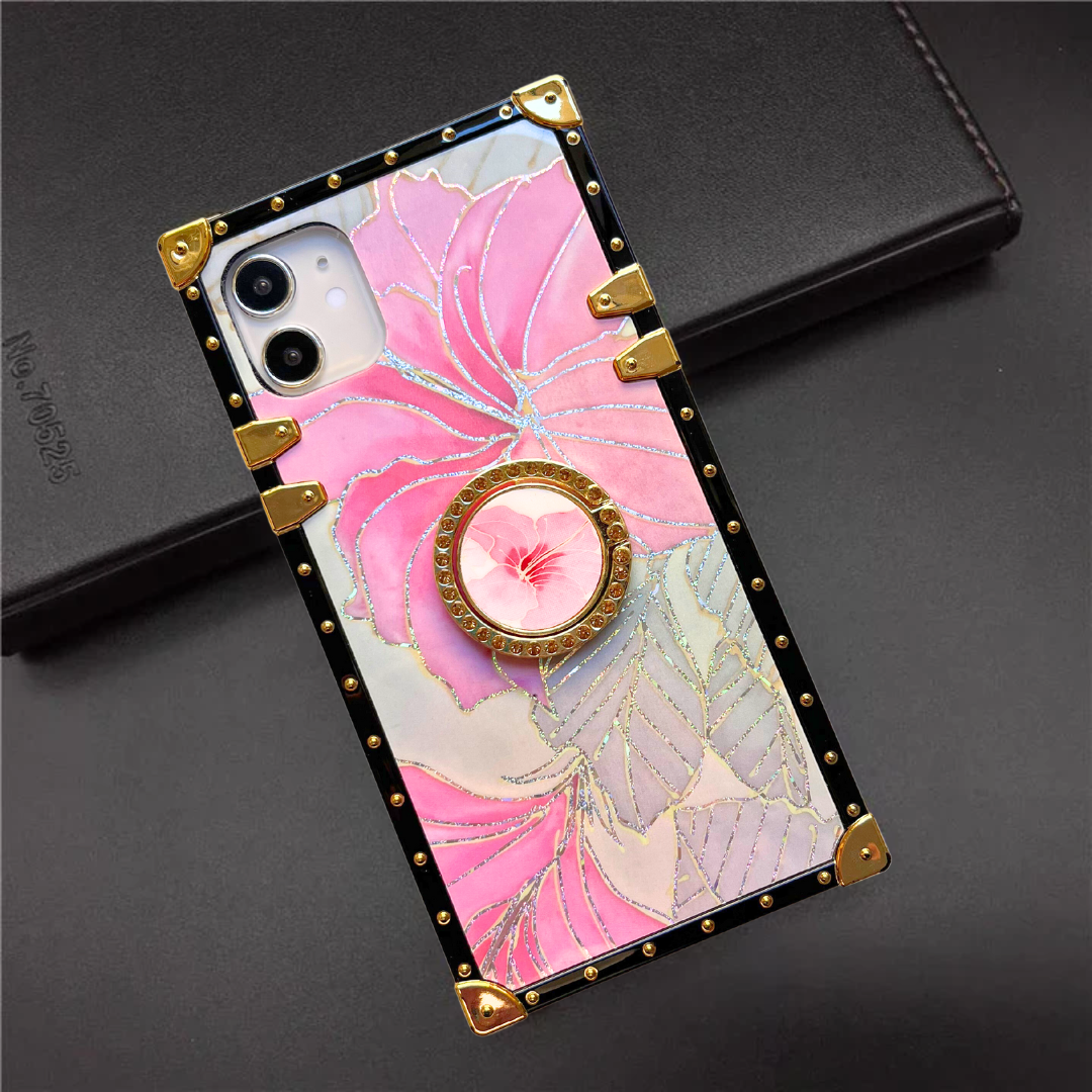 Samsung Case with Ring "Pink Hibiscus"