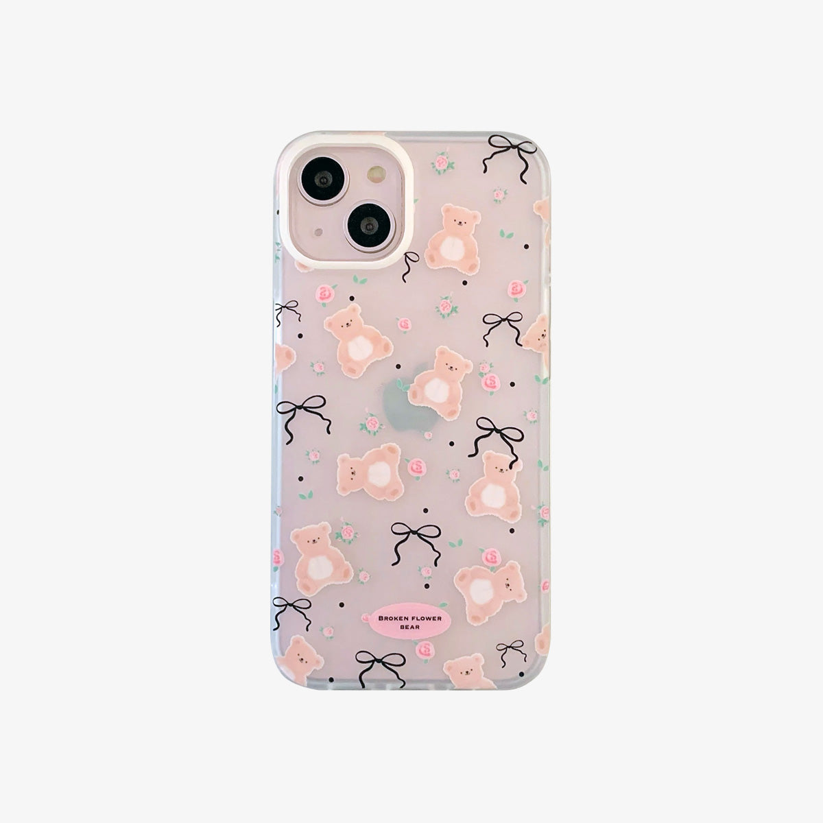 Frosted Phone Case | Translucent Bear & Rose